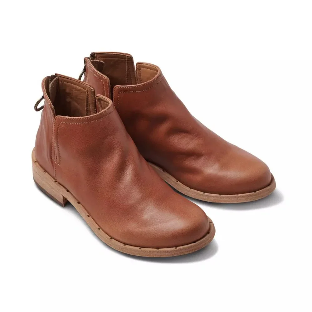 Beek Falcon Leather Cognac Zip up Ankle Boots